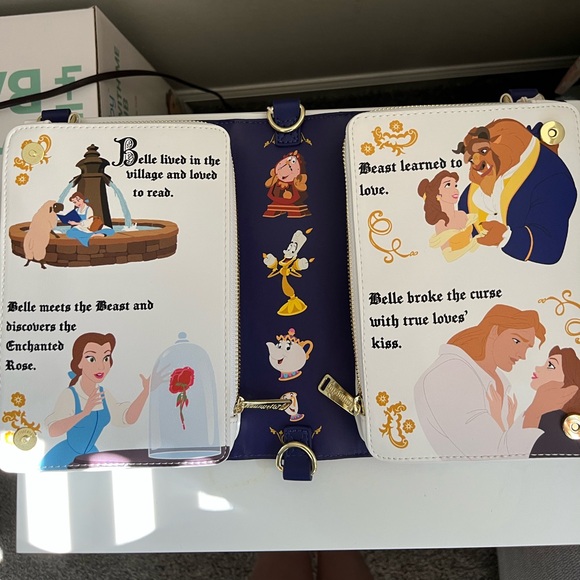 NWT Loungefly Purple and Gold Beauty and the Beast Backpack/Crossbody - Picture 3 of 8